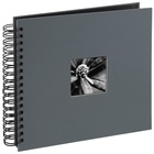 HAMA album klasické spirálové FINE ART šedé, 28x24cm, 50 stran, černé listy