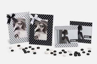 KPH rám kov DOTS, 10x15cm, bílo-černý s černou mašlí