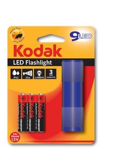 KODAK LED (9) Flashlight Blue + 3x AAA Extra Heavy Duty