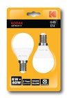 KODAK Žárovka LED Golf G45 E14 6W/40W 520lm, denní bílá, nestmívatelná, 2x blistr