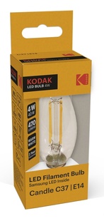 KODAK Žárovka LED Filament C37 E14 4W/40W 470lm, teplá bílá, nestmívatelná