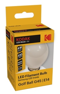 KODAK Žárovka LED Filament Opal G45 E14 4W/40W 420lm, teplá bílá, nestmívatelná