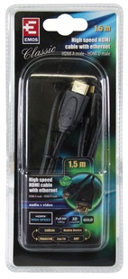 EMOS kabel 1.3 HDMI + Ethernet A &lt;--&gt; D, 1,5m, pozlacený