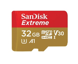 SANDISK 32 GB microSDHC Extreme, 100MB/s, A1 UHS-I V30 (Class 10) + adaptér