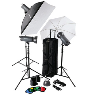 HELIOS Helios 600P II Kit (3xsvěto, 3xstativ, softbox, deštník, klapky + barevné filtry, transportní taška)