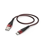 HAMA kabel Essential Line USB 2.0, typ USB A (vidlice) <--> typ USB C (vidlice), 1 m, odolný, černý/červený
