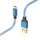HAMA kabel Reflective USB 2.0, typ USB A (vidlice) <--> typ USB C (vidlice), 1,5 m, modrý