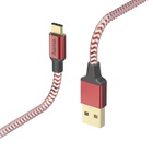 HAMA kabel Reflective USB 2.0, typ USB A (vidlice) &lt;--&gt; typ USB C (vidlice), 1,5 m, červený