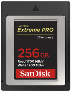 SANDISK 256 GB CFexpress Extreme PRO, Type B, čtení 1700MB/s, zápis 1200MB/s