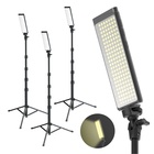 DIGIPOWER PRO3 Three Point Lighting Set, 3x 180 LED video světlo (12W, 3200-5600K, CRI: Ra&gt;95, baterie 5000mAh) + 3x stativ (56-160 cm)