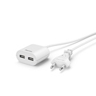 HAMA Dvojitá síťová nabíječka s kabelem (euro vidlice), 2x USB zásuvka, 2,4A, 12W, bílá