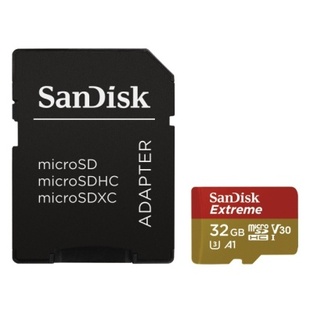 SANDISK 32 GB microSDHC Extreme, 100MB/s, A1 UHS-I V30 (Class 10) + adaptér