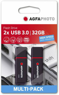 AGFAPHOTO 32 GB USB 3.0 Type-A Flash Drive Multipack (2x/bal.), černý (55 MB/s / 15 MB/s)