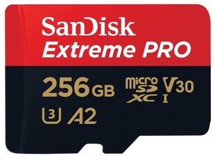 SANDISK 256 GB microSDXC Extreme Pro, 200MB/s, A2 UHS-I U3 (Class 10) V30+ adaptér