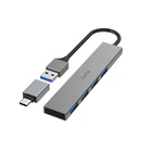 HAMA USB 3.2 (5 Gb/s) HUB Ultra Slim, 4 porty USB-A, USB-C adaptér