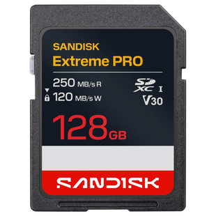 SANDISK 128 GB SDXC karta Extreme PRO, 250MB/s / 120MB/s, UHS-I U3 V30 (Class 10)