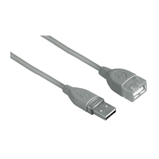 HAMA kabel USB 2.0 prodlužovací, typ A (zásuvka) &lt;--&gt; typ A (vidlice), 1,8 m, šedý