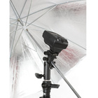 Schirmhalter &quot;C&quot; držák na studiový deštník + sáně na externí blesk, výška 10,5 cm_obr6