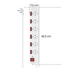 prodlužovací přívod XL s přepěťovou ochranou, bílý, 6 x zásuvka (schuko), 6+1 vypínačů, maximální zatížení: 3680W/16A (230V)_obr6